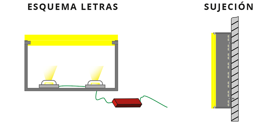 Esquema del interior de una letra corporea